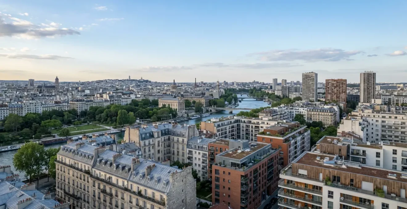 Vue panoramique d'immeubles résidentiels français illustrant le marché immobilier 2026